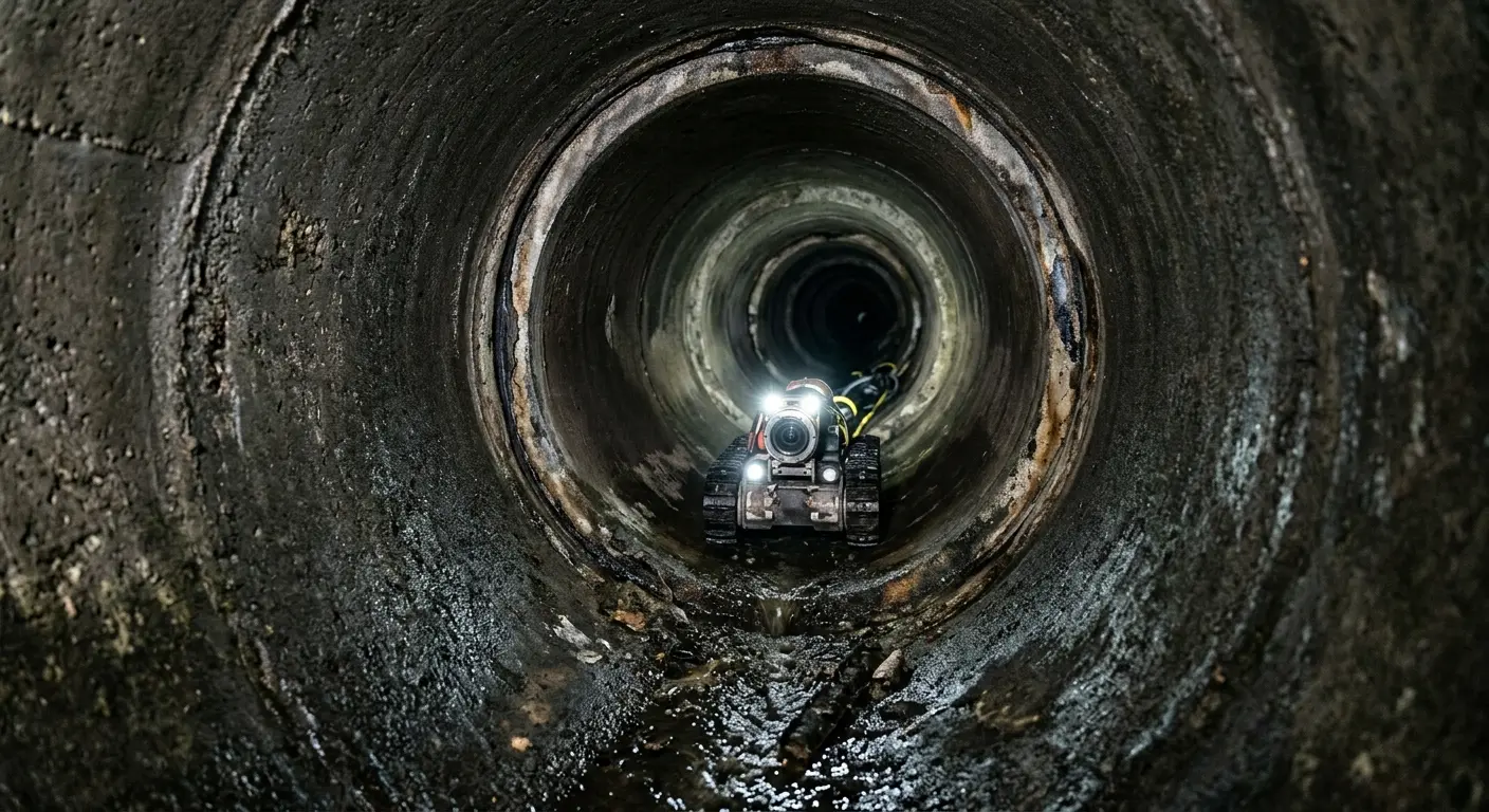 Robotic sewer camera inspecting pipe interior for Sewer Line Repair in Wyomissing